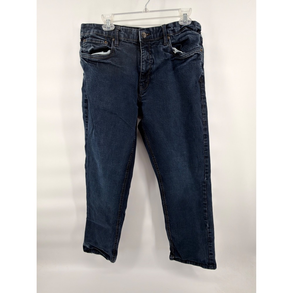 Urban Star Mens Relaxed Fit Straight Leg Stretch Jeans Dark Wash Blue 36x30